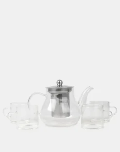 Natura Selection Cocina^Set Tetera Cristal Con 4 Tazas